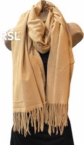 Sjaal warm effen keur camel beige 180/78cm