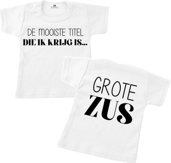 Shirt grote zus-de mooiste titel-grote zus-bekendmaking grote zus-Maat 86