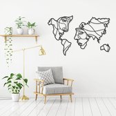Metalen Wanddecoratie - World Map Faces - 105x68 cm (Metaal Wereldkaart Schilderij)