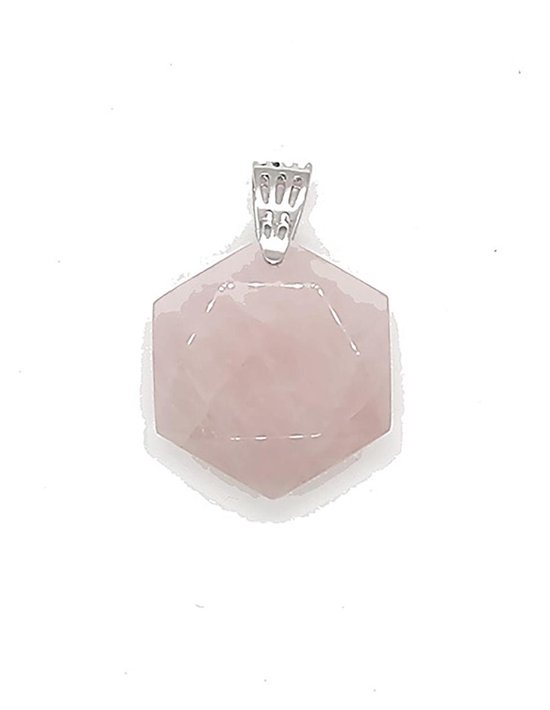 Stones & Bones® Pendentif quartz rose hexagone facetté