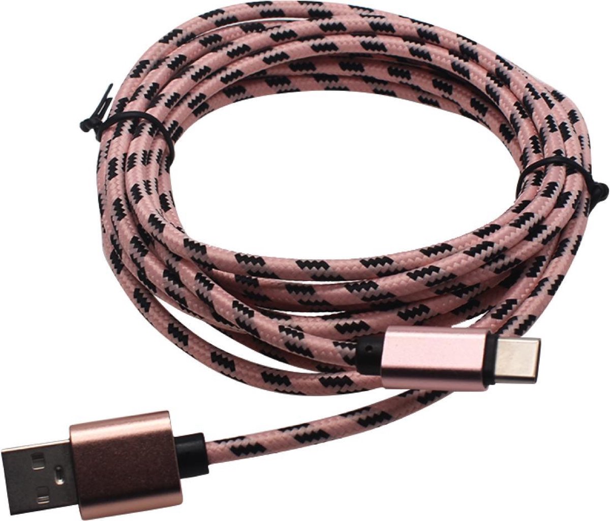 PlayStation 5 Controller Oplaadkabel - PS5 - USB Type-C®4 - 3 Meter Roze met Zwart 3M