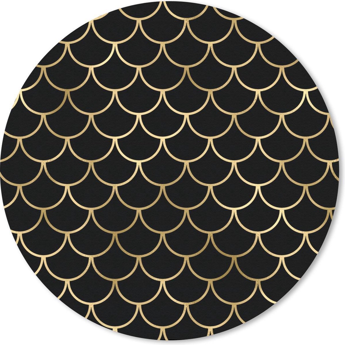 Muismat rond 30x30 cm - Mousepad Patronen - Vis - Goud - Zwart - Ronde muismatten