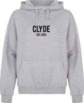 BONNIE & CLYDE couple hoodies grijs (CLYDE - maat S) | Gepersonaliseerd met datum | Matching hoodies | Koppel hoodies