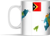 Mok - Een illustratie met een kleurrijke kaart van Oost-Timor - 350 ml - Beker