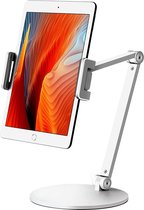 Universele standaard LB-538 iPad / Samsung Galaxy tab / Tablet / Smartphone Houder voor aan tafel Bureau - Werkplaats - Keuken- slaapkamer - tabletstandaard zilver