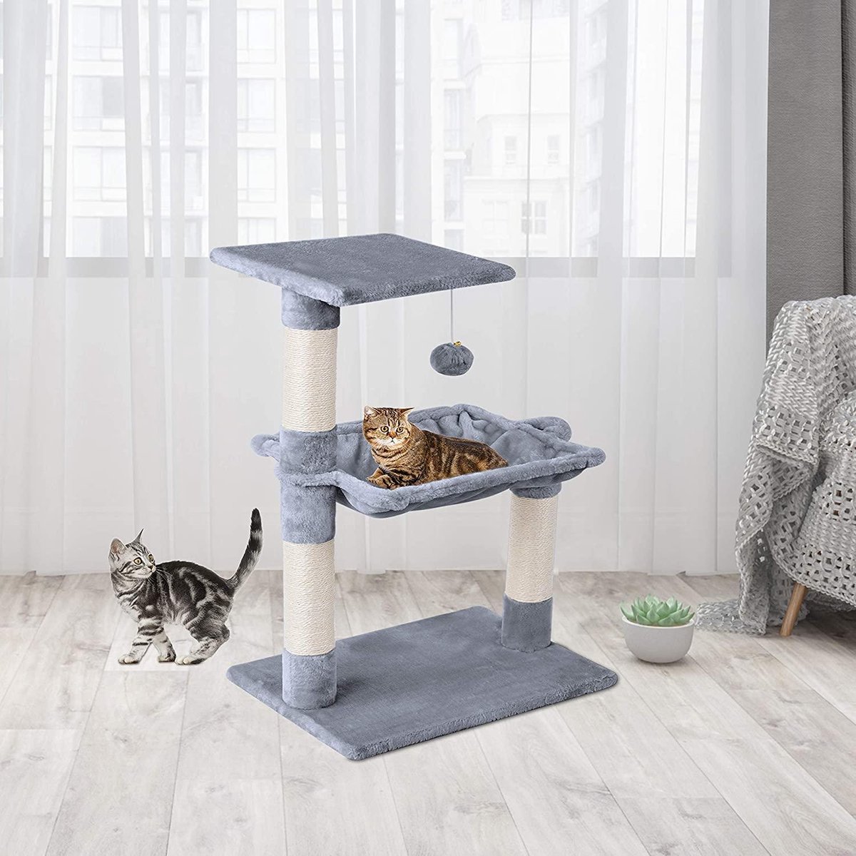 MC Star Katten Krabpaal 70cm - Cat Tree Play Towers - Grijs, 50×36×70cm
