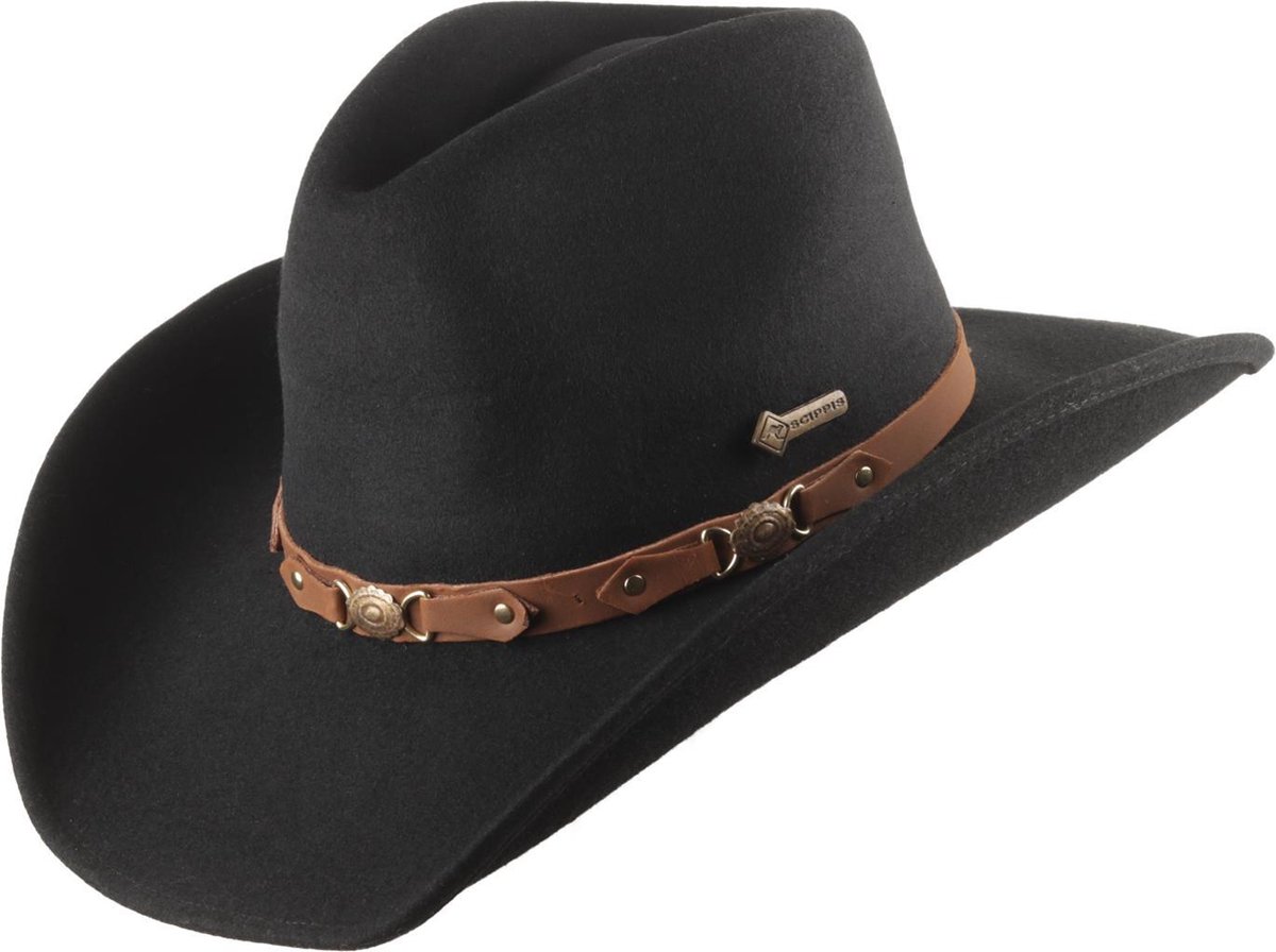 Scippis Western Bandit – 100% wollen hoed met leren band