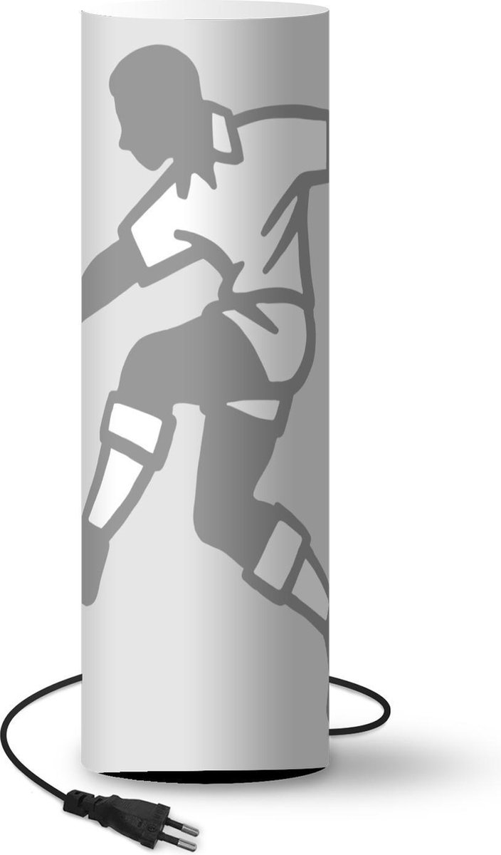 Lamptiger Tafellamp - Een Persoon Die De Voetbal Aanneemt - Ø 19 Cm - E14 - Zwart En Wit