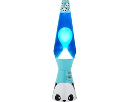 foto van i-Total Lavalamp - Lava Lamp - Sfeerlamp - Panda Collection - 40x11 cm - Glas/Aluminium - 30W - Blauw met witte Lava - Zilvergrijs - XL1775