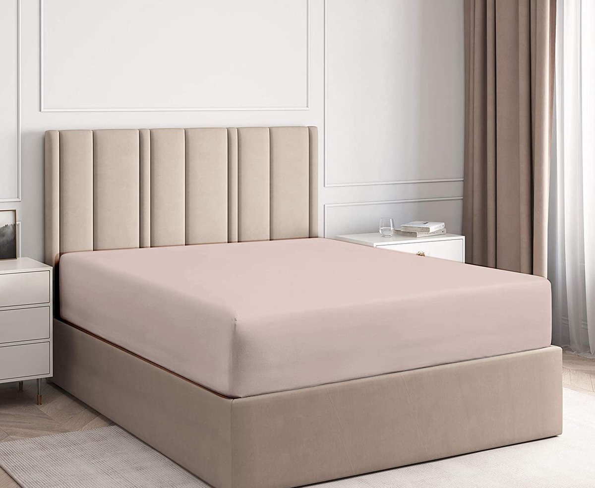 Lubna Home Hoeslaken Tweepersons met elastıek rondom 140x200 +30 cm Jersey ROZE