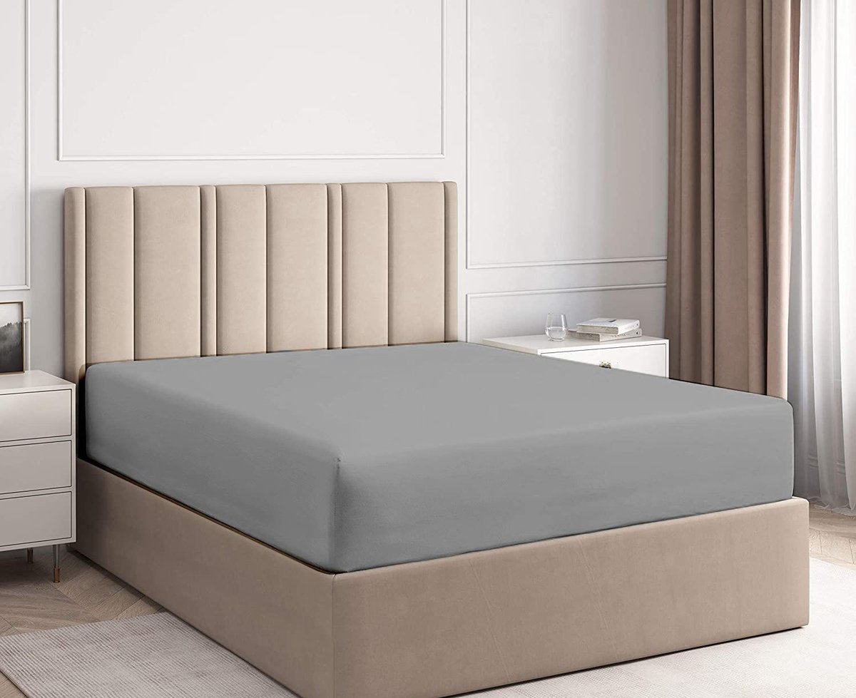 Lubna Home Hoeslaken Tweepersons met elastıek rondom 140x200 +30 cm Jersey GRIJS