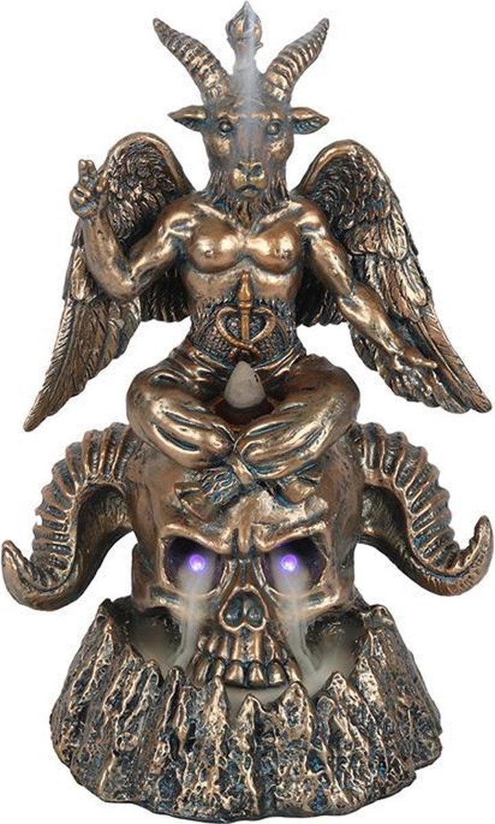 Something Different Backflow Wierookhouder Baphomet on Skull Bronskleurig