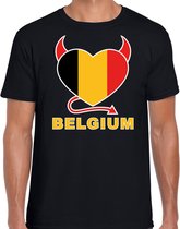 Belgium hart supporter t-shirt zwart EK/ WK voor heren - EK/ WK shirt / outfit S