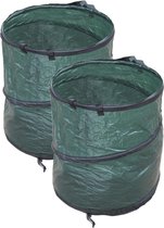 2x stuks groene tuinafvalzakken opvouwbaar 90 liter - Tuinafvalzakken - Tuin schoonmaken/opruimen