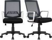 2 x bureaustoel, computerstoel, draaistoel, bureaustoel met netrugleuning, bureaudraaistoel met armleuning en wielen, grijs