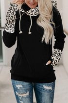 Hoodie Trui Dames - Luipaard Zwart - Maat L