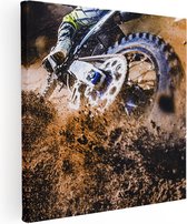 Artaza Canvas Schilderij Motorcross Wiel Met Modder - 50x50 - Foto Op Canvas - Canvas Print