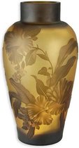 Vaas - glas - Cameo stijl - "Bloemen" - 33,5cm hoog