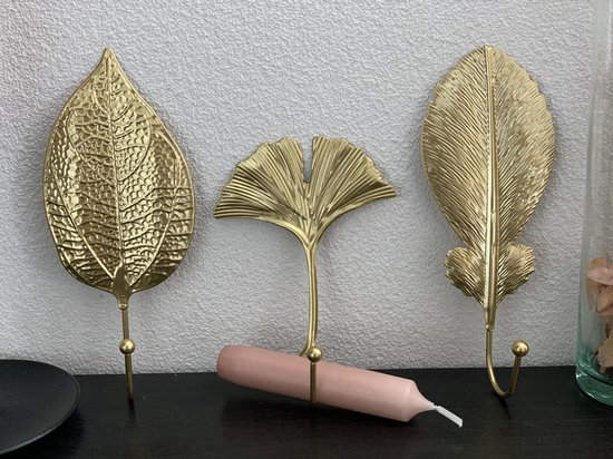 Gouden haken - bladvormig - Ophanghaak - goud - wandhaken - set van 3  goudkleurige... | bol.com