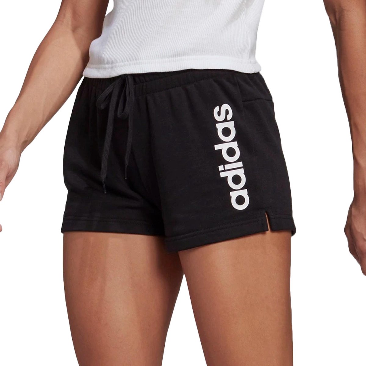 Adidas Sportswear Essentials Slim Logo Short Dames Zwart