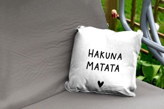 Coussin de jardin - Citation hollandaise : 'Hakuna Matata' avec coeur noir  sur fond... | bol.com