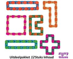 Happy Trendz® wacky tracks 12 pcs   - wacky tracks 12 Stuks Wacky tracks | fidget toys | ketting | groen - blauw - oranje - zwart - geel - rood / Uitdeelpakket