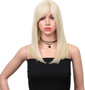 Pruiken dames / Synthetic fiber lace wig-Linda 16 INCH  #613 ( Blond )