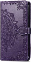 Bloem mandala paars agenda book case hoesje Motorola Moto G10 / G20 / G30