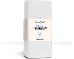 Loom One Hoeslaken – 100% Jersey Katoen – 90x200 cm – tot 25cm matrasdikte– 160 g/m² – Wit