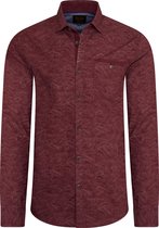 PME Legend - Heren Overhemden Dobby Print Decadent - Rood - Maat XXL