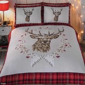 Dekbedovertrek Angus Stag flanel - Rood - 200x200 cm - Tweepersoons