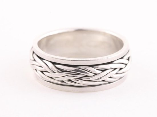 Zware zilveren ring met vlechtmotief - maat 19.5