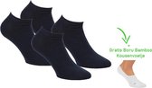 Bamboo sneaker sok - Naadloos - Anti zweet sokken - Heren en Dames - 4 paar - 1 paar bamboo kousenvoetjes cadeau - Marine - 36/40