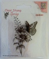 SPCS018 Clearstamp Nellie Snellen Butterfly - Vlinders - vlinder en bloemen - stempel spring