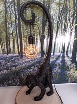 Apen beeldjes Apen lamp  zwart GROTE aap 68 cm hoog  inclusief een decoratie lamp 68x24x16 cm