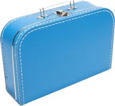 Kinderkoffer 35cm Aquablauw - Logeerkoffer - Kartonnen koffer - Kinder koffertje kartonnen - Speelkoffer - Poppenkoffer- Opbergen - Cadeau - Decoratie