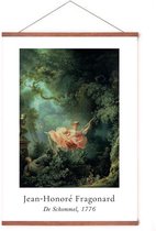 Poster In Posterhanger - De Schommel - Kader Hout - Jean-Honoré Fragonard - 70x50 cm - Ophangsysteem