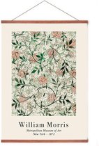Poster In Posterhanger - Jasmyn Patroon - Kader Hout - William Morris - Bloemen en Planten - 70x50 cm - Ophangsysteem