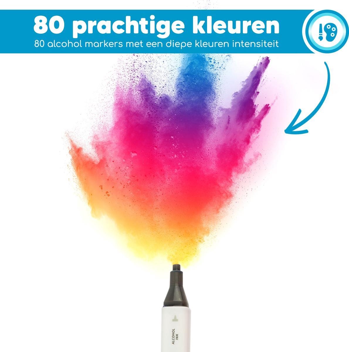 Bablue Stiften voor Volwassenen 80 professionele Twinmarkers Diverse Kleuren