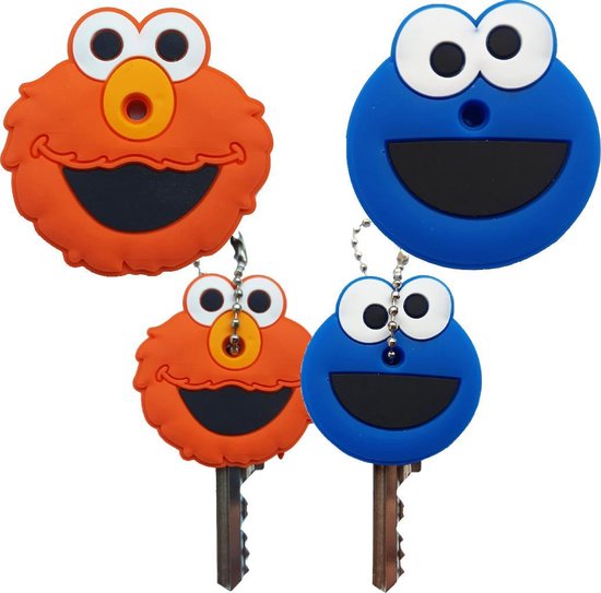 verachten Elk jaar donderdag Elmo & Koekiemonster Set – Sesamstraat Sleutelhoesje – Sleutelhanger –  Sleutelkapje –... | bol.com