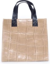 Leren Handtas Pebbles - Vierkant - Taupe