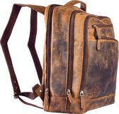 WILD WOODS Leren Unisex Laptop Rugtas 13.3 inch - Dames en Heren Rugzak met 13 inch Laptopvak - Veel Compartimenten - Buffelleer - Vintage Bruin