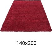 Hoogpolig vloerkleed - Tapijt - Rood - 140x200 - vloer kleed - zacht