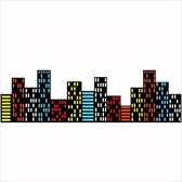 Superhelden sticker - Skyline gebouwen 60cm.