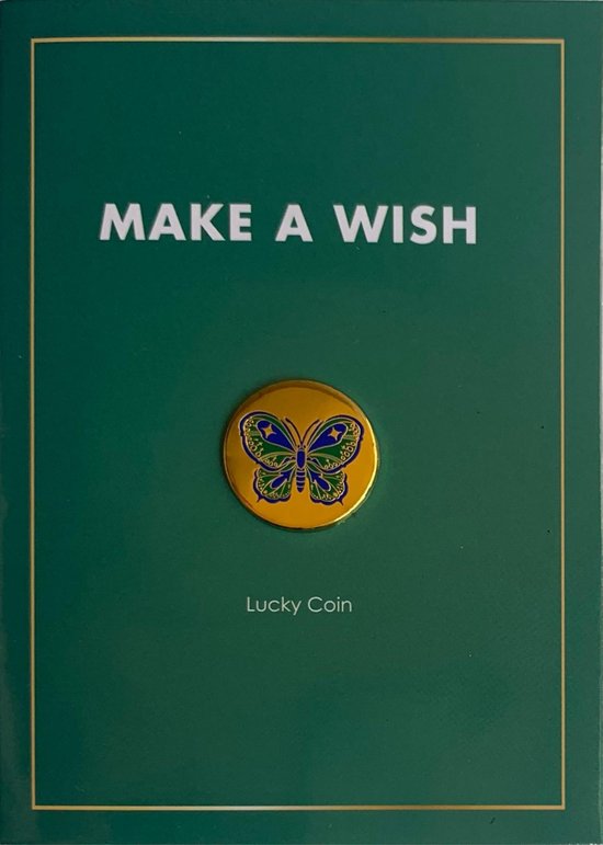 Lucky Coin Butterfly Faire Un Vœu Avec Carte De Voeux Et Enveloppe Piece Bol Com