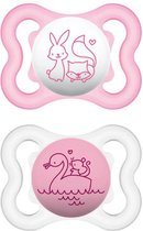 MAM Air Zwaan / Vos met een konijn - Fopspenen - Roze  - Silicone - BPA vrij - 0-6 maanden - Set van 2