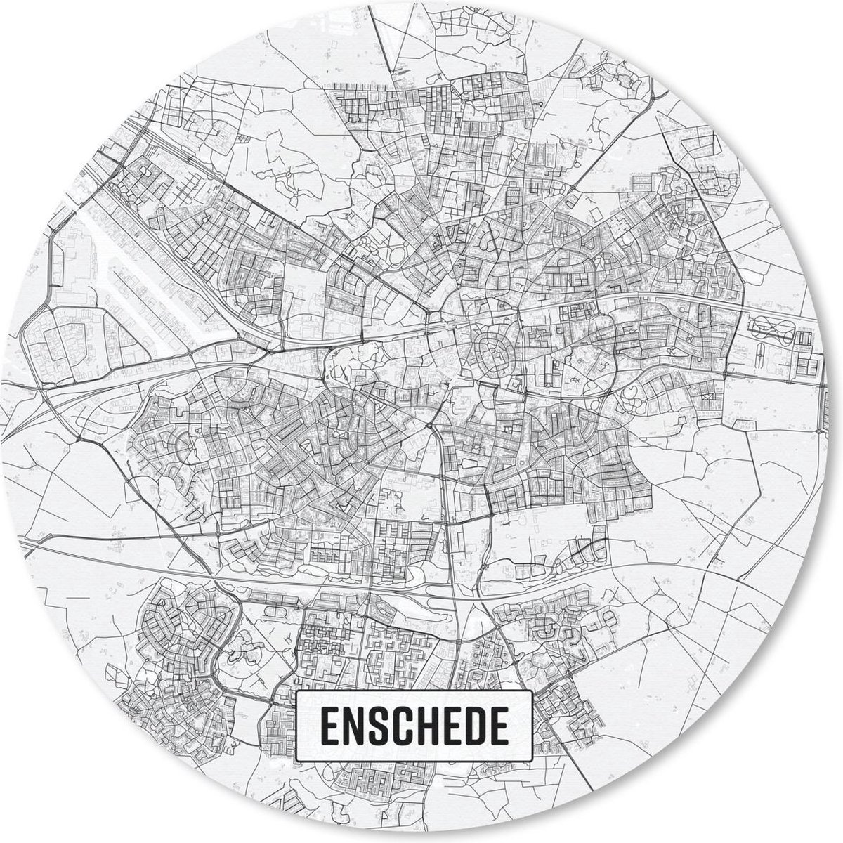 Muismat rond 40x40 cm - Mousepad Stadskaart Enschede - Ronde muismatten