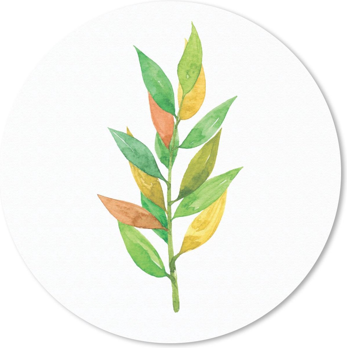 Muismat rond 50x50 cm - Mousepad Waterverf - Bladeren - Planten - Ronde muismatten