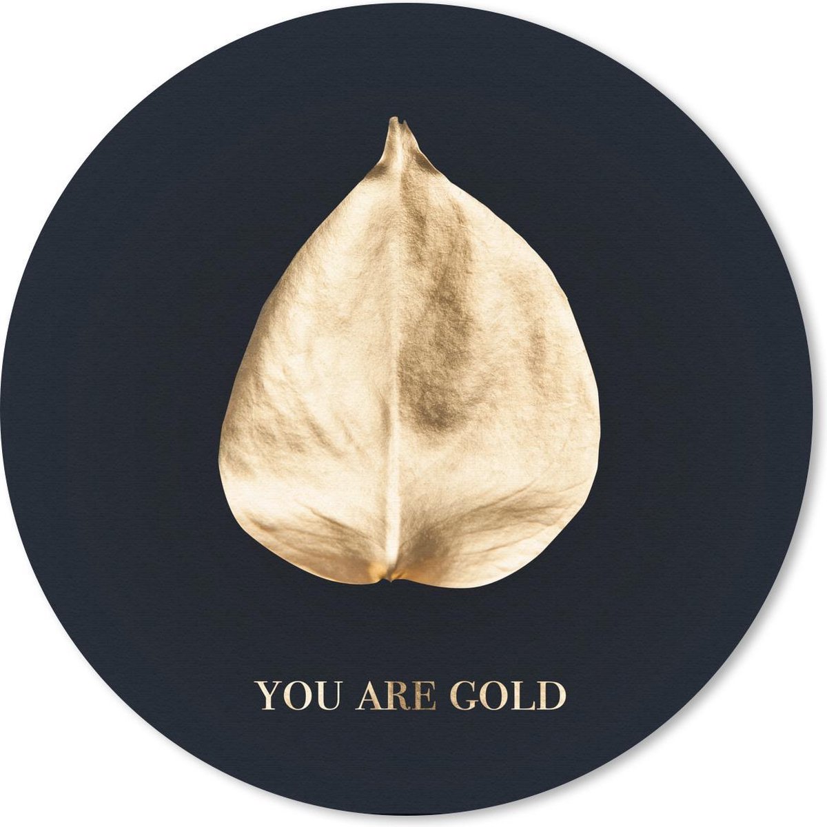 Muismat rond 50x50 cm - Mousepad Blad - Goud - Quotes - Ronde muismatten