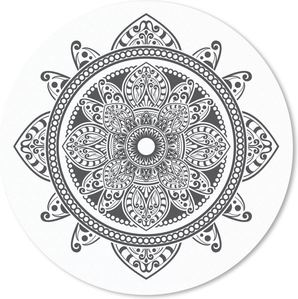 Muismat rond 50x50 cm - Mousepad Mandala bloempatroon - Ronde muismatten